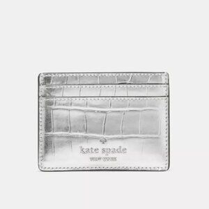 Kate Spade Madison Croc Embossed Small Slim Card Holder NWT